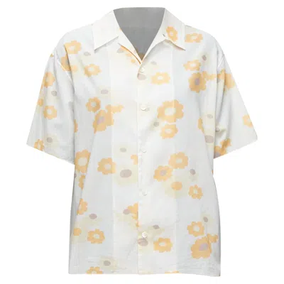 Marni Cotton Floral Print Short Sleeve Boxy Shirt In Multi