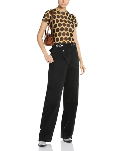 Marni Cotton High Rise Latch Closure Jeans In Black