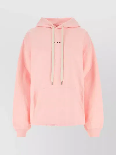 MARNI COTTON HOODED SWEATSHIRT WITH FRONT POCKET