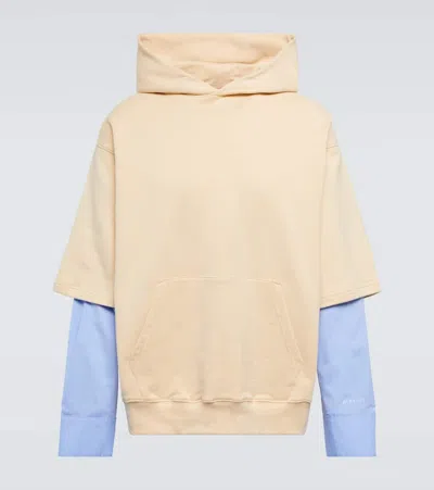 Marni Cotton Short-sleeve Hooded Sweatshirt In Beige