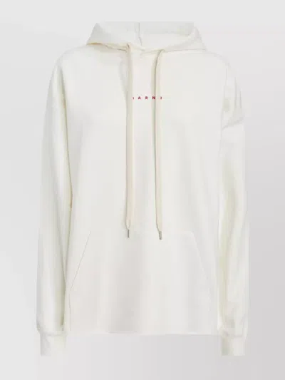 Marni Cotton Hoodie Kangaroo Pocket In White