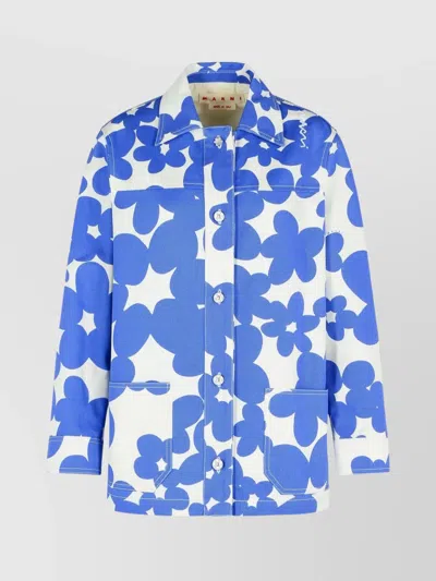 MARNI COTTON JACKET WITH LARGE FLORAL PRINT