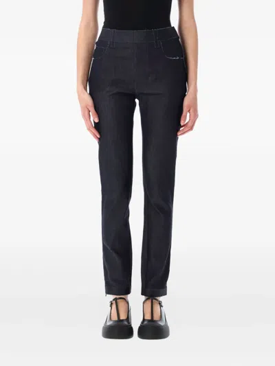 Marni Slim Denim Trousers Contrast Stitching In Blue