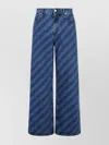 Marni Cotton Jeans Stripe Diagonal Five-pocket Wide-leg In Blue