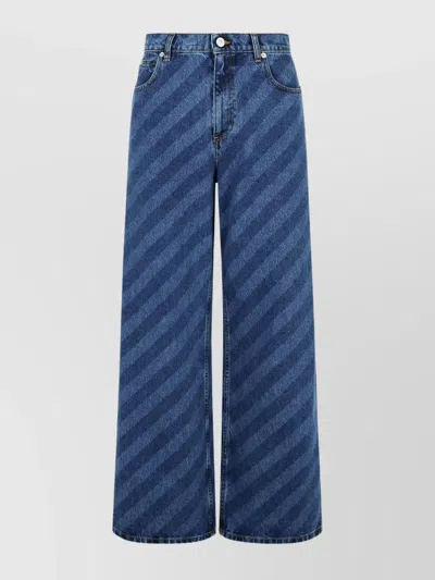 MARNI COTTON JEANS STRIPE DIAGONAL FIVE-POCKET WIDE-LEG