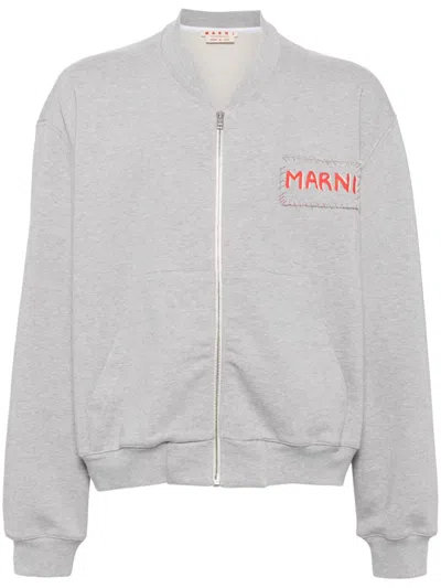 Marni Gray Zipped Sweatshirt In 00n15 Sodium