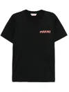 Marni Mens Black Embroidered Logo-patch Crewneck Cotton-jersey T-shirt In Black
