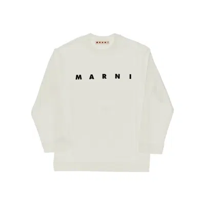 Marni Cotton Jersey T-shirt With Logo Print Kids In White