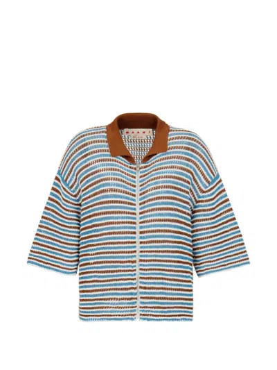 Marni Cotton Knit Cardigan In Transparent
