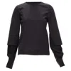 Marni Cotton Layer Sleeves Minimal Crew Neck Blouse Top In Black