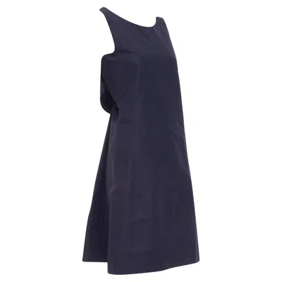 Marni Cotton Linen Blend Dipped Cowl Neck Back Shift Dress In Brown