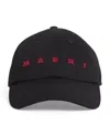 Marni Logo Cotton Baseball Cap In Black