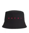 Marni Front Contrast Cotton Bucket Hat Stitched Brim In Black