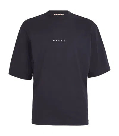 Marni Cotton T-shirt With Logo Print In Black