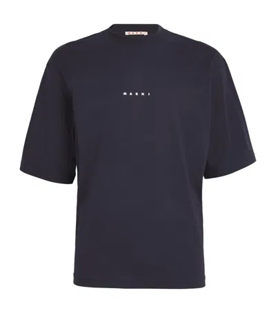 Marni Cotton T-shirt With Logo Print In Black
