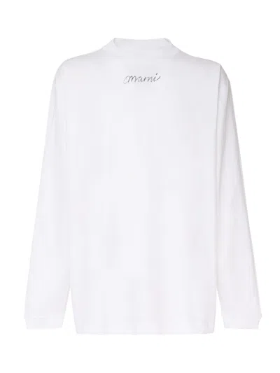 Marni Logo-print Cotton T-shirt In Lily White
