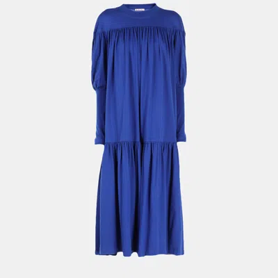 Pre-owned Marni Cotton Midi Dress 44 In Blue