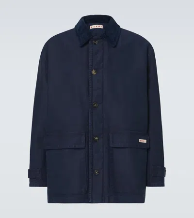Marni Cotton Overshirt In Blue