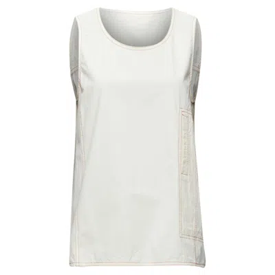 Marni Cotton Overstitch Boxy Scoop Neck Utility Vest In White