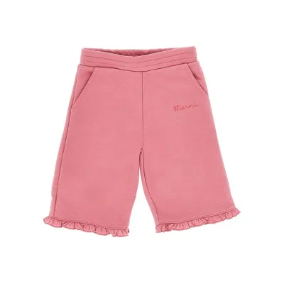 Marni Kids' Cotton Pants With Logo Print In Pink