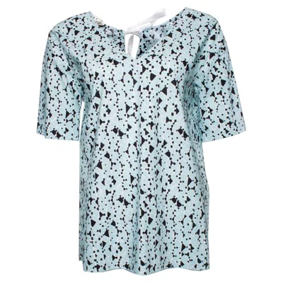 Pre-owned Marni , Cotton Poplin Blouse With Open Back. In Blue