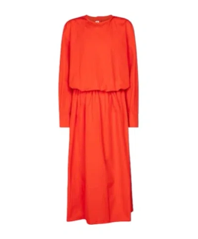 Marni Cotton Poplin Midi Dress In Orange