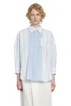 Marni Cotton Poplin Pinstriped Patchwork Shirt In Blue