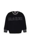 Marni Cotton Pullover With  Mended Patch In Black