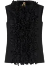 Marni Black Poplin Ruffle-front Top In Black