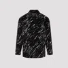 Marni Flocked Denim Oversized Shirt With Crayon Print In Black
