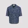 Marni Logo Western Denim Shirt In Blue Kyanite