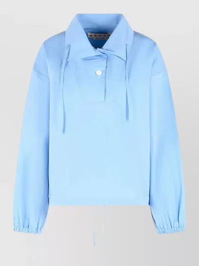 Marni Cotton Shirt Button Detail Collared Neck In Blue