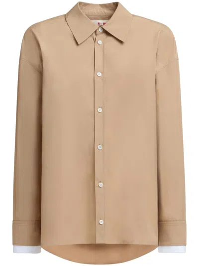 Marni Cotton Shirt In Nude