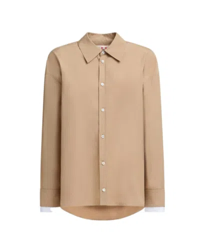 MARNI MARNI LONG-SLEEVED CURVED HEM SHIRT