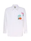 Marni Cotton Shirt With Decorations On The Chest In Lily White