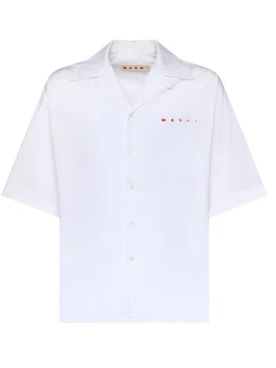 Marni Cotton Shirt With Logo In White
