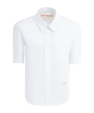 MARNI MARNI SHORT-SLEEVED CURVED HEM SHIRT