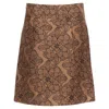 Marni Cotton Silk Blend Floral Illtration Jersey Lined Skirt In Brown