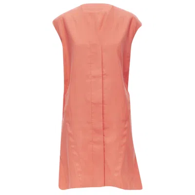 Marni Cotton Silk Pleated Bubble Back Boxy Sleeveless Dress In Pink