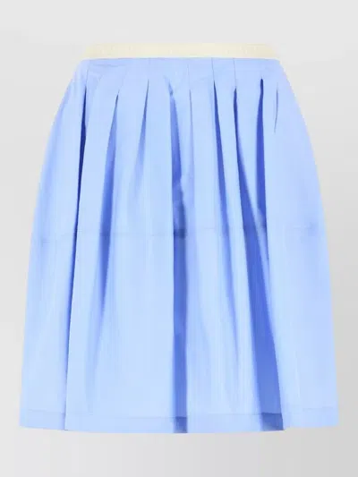 Marni Cotton Skirt Knee Length Pleated Design In Blue