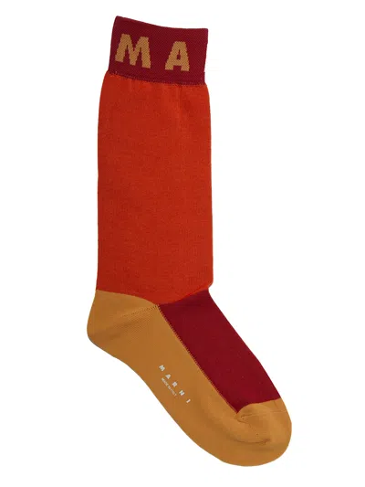 Marni Cotton Socks In Orange