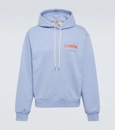 Marni Blue Logo Patch Hoodie In 00b21 Light Blue