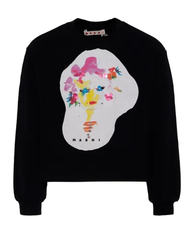 Marni Cotton Sweatshirt In Black