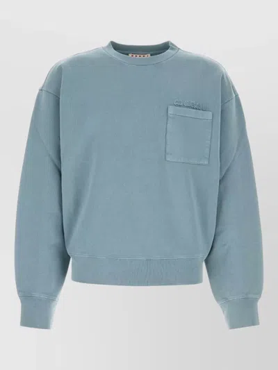 Marni Cotton Sweatshirt Crew Neck Long Sleeves In Green