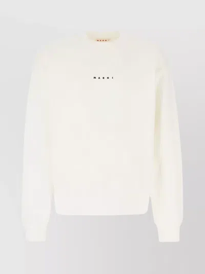 MARNI COTTON SWEATSHIRT WITH RIBBED CUFFS AND HEM
