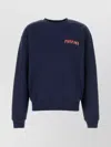Marni Boxy Navy Blue Cropped Sweater With Bold Logo Patch In Blue
