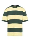 Marni Green And Yellow Maxi-stripe Cotton T-shirt In Green
