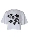 Marni White Cotton T-shirt With Daisy Garden Print In White
