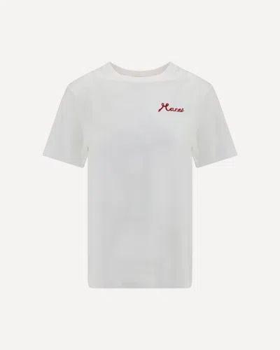 Marni Womens Low01 Flocked Logo Regular-fit Cotton T-shirt In White