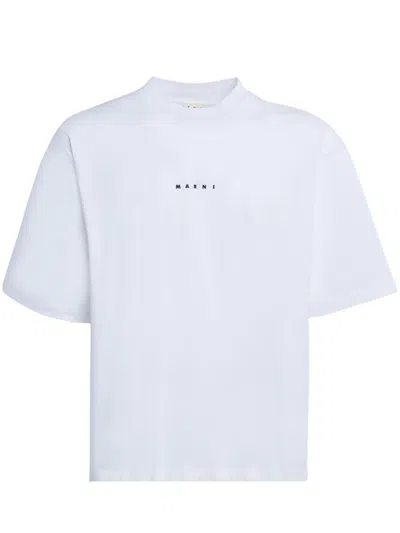 Marni Cotton T-shirt With Logo In White